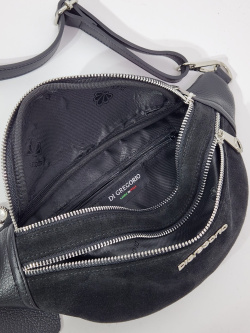 Поясная сумка Di Gregorio gr9205 vitello/camoscio nero argento