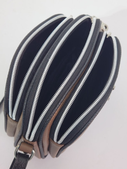 Мини-сумка Di Gregorio gr8829 vitello taupe D11/nero argento