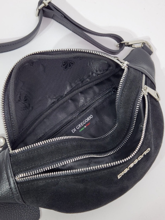 Поясная сумка Di Gregorio gr9205 vitello/camoscio nero argento