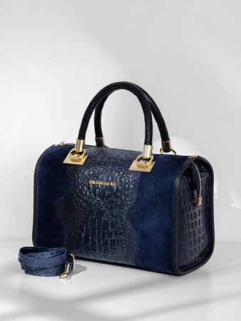 Саквояж-боулер Di Gregorio gr8865 camoscio st.cocco blu oro