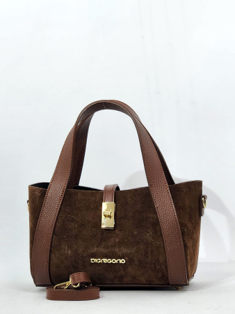 Шоппер Di Gregorio gr9204 vitello/camoscio moka oro