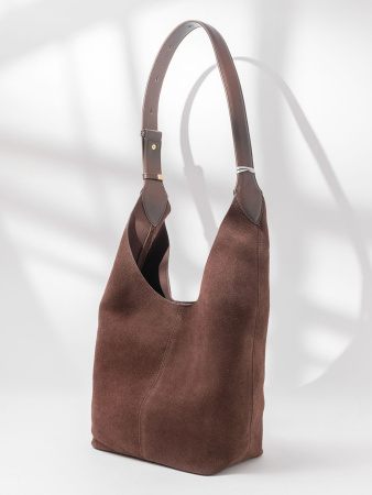 Сумка-хобо Steffalini st7004 scamosciato cioccolato