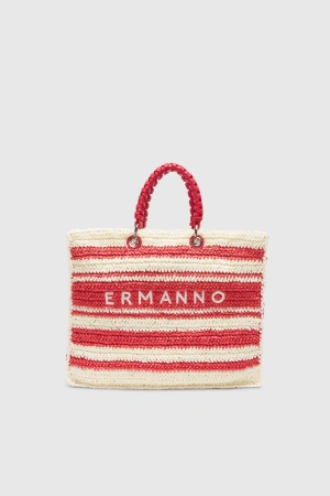 Шоппер Ermanno Scervino Ashley Stripe sce12402098 red