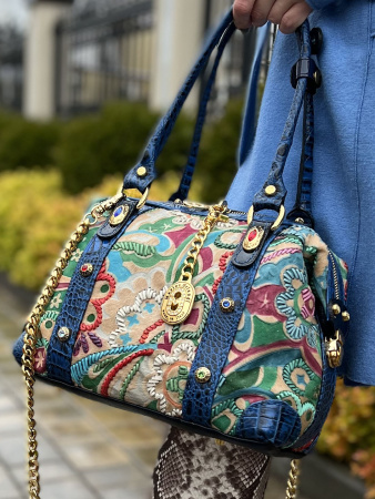 Сумка-боулер Marino Orlandi mo4670 cocco poni fiori blu verde