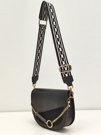 Сумка-седло Steffalini st1506 vitello/camoscio nero