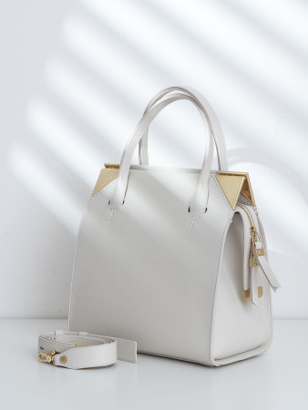 Сумка-боулер Gironacci gir3313 vitello/calf off white/lilla