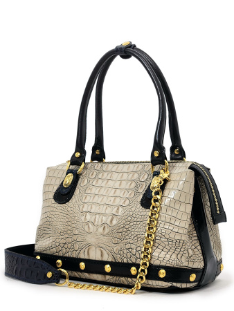 Сумка-боулер Marino Orlandi mo4939 cocco taupe/nero/blu