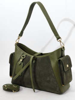Сумка-тоут Steffalini st3933 vitello/camoscio verde