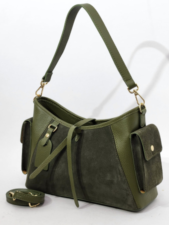 Сумка-тоут Steffalini st3933 vitello/camoscio verde