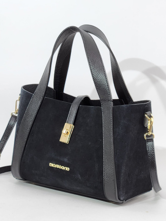 Тоут-шоппер Di Gregorio gr9203 vitello/camoscio nero oro