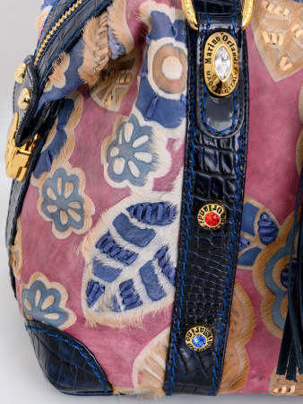 Сумка-боулер Marino Orlandi mo4670 cocco poni fiori blu rosa