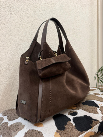Сумка-хобо Loristella ls2787CA camoscio cioccolato/cacao