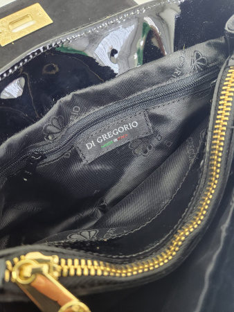 Сумка-багет Di Gregorio gr821 camoscio/vernice nero oro
