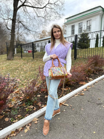 Саквояж-боулер Marino Orlandi mo4520 cocco fiori beige/cuoio