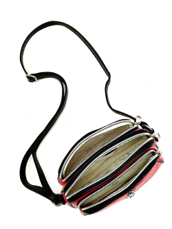 Мини-сумка Di Gregorio gr8829 vitello rosso/nero argento