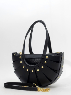 Сумка-седло Steffalini st121 calf/raffia nero/nero