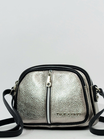Мини-сумка Di Gregorio gr8829 vitello/laminato bronzo scuro argento
