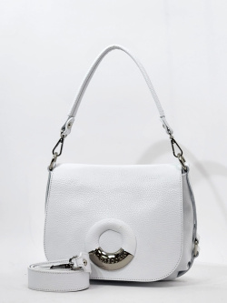 Сумка-седло Di Gregorio gr2005 vitello bianco argento