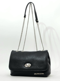 Мини-сэтчел Di Gregorio gr1307 vitello nero argento Мини-сэтчел Di Gregorio gr1307 vitello nero argento