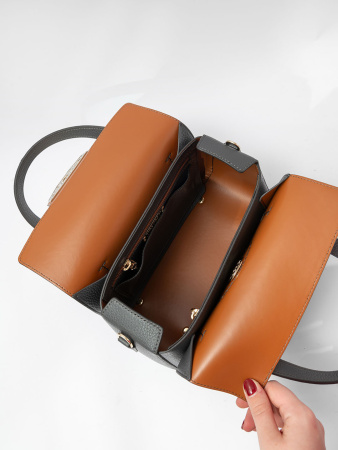 Сумка-боулер Gironacci gir3132 vitello/calf grigio/cuoio