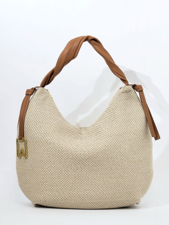 Сумка-хобо Arcadia Molly ar2349T dollaro/raffia beige/cuoio