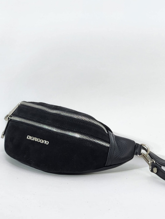 Поясная сумка Di Gregorio gr9205 vitello/camoscio nero argento