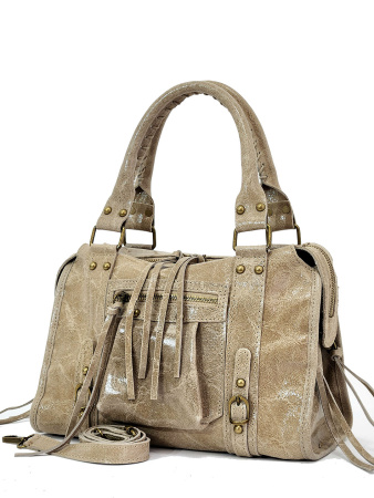 Сумка-боулер Steffalini st2331 vitello/laminato taupe chiaro