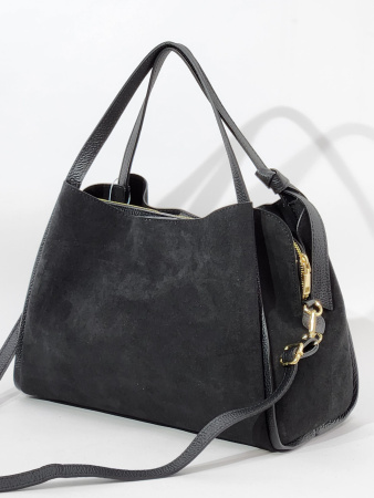 Сумка-тоут Di Gregorio gr9159 vitello/camoscio nero oro