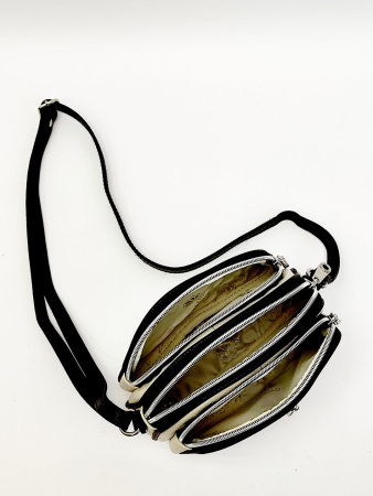 Мини-сумка Di Gregorio gr8829 vitello latte/nero argento