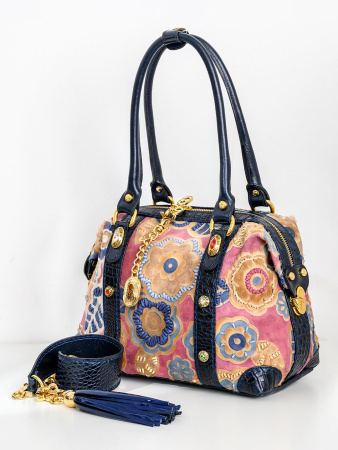 Сумка-боулер Marino Orlandi mo4670 cocco poni fiori blu rosa