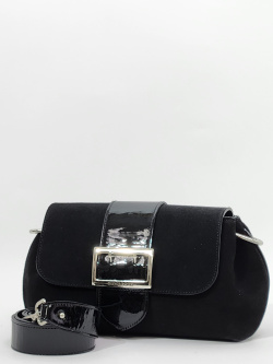 Сумка-багет Di Gregorio gr8745 camoscio/vernice nero argento