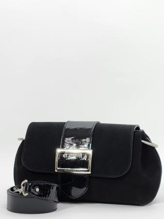 Сумка-багет Di Gregorio gr8745 camoscio/vernice nero argento