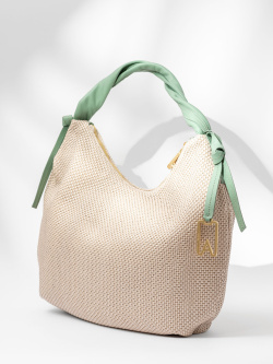 Сумка-хобо Arcadia Molly ar2349T dollaro/raffia beige/salvia