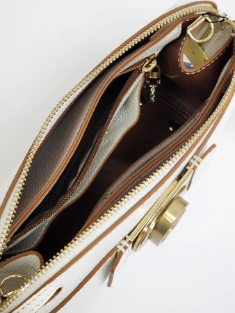 Сумка-боулер Gironacci gir3123 vitello/calf bianco/cuoio