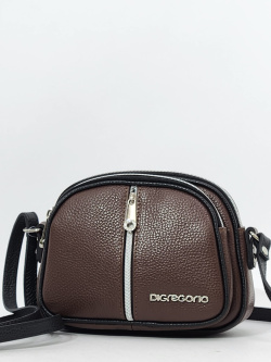 Мини-сумка Di Gregorio gr8829 vitello moka/nero argento