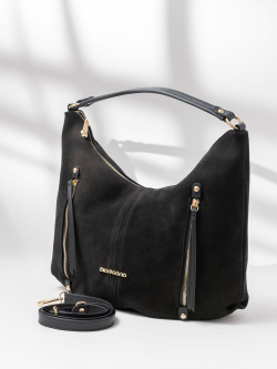 Сумка-хобо Di Gregorio gr3473 camoscio/vitello nero oro