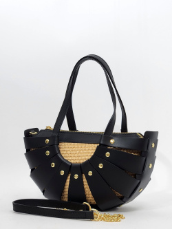 Сумка-седло Steffalini st121 calf/raffia nero/naturale