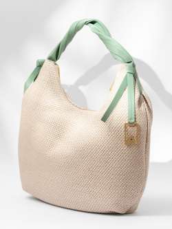 Сумка-хобо Arcadia Molly ar2348T dollaro/raffia beige/salvia