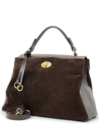 Сумка-хобо Steffalini st8581 vitello/camoscio cioccolato