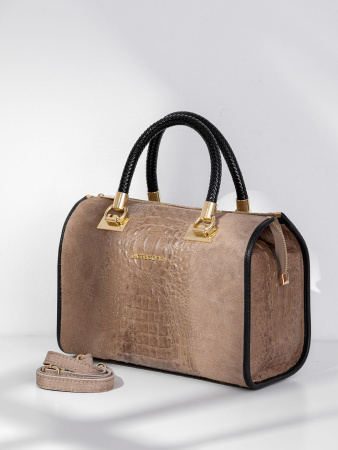 Саквояж-боулер Di Gregorio gr8865 camoscio st.cocco taupe oro