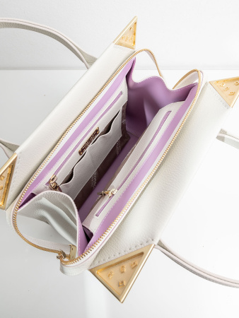 Сумка-боулер Gironacci gir3313 vitello/calf off white/lilla