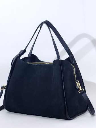 Сумка-тоут Di Gregorio gr9159 vitello/camoscio nero oro