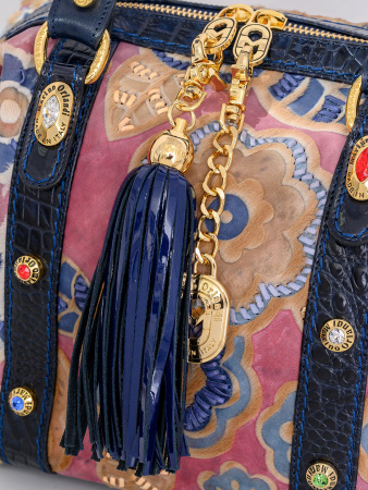 Сумка-боулер Marino Orlandi mo4670 cocco poni fiori blu rosa