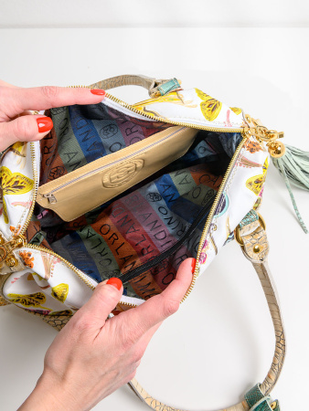 Сумка-боулер Marino Orlandi mo4716 bianco/farfalle/beige