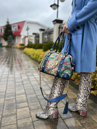 Сумка-боулер Marino Orlandi mo4670 cocco poni fiori blu verde