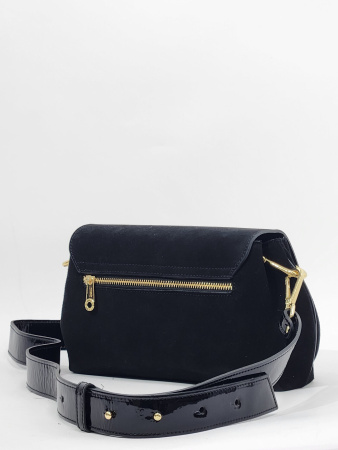 Сумка-багет Di Gregorio gr821 camoscio/vernice nero oro