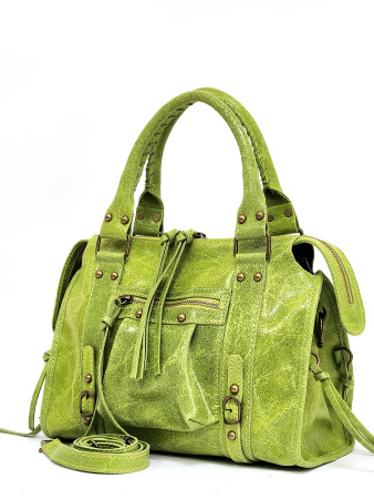 Сумка-боулер Steffalini st2331 vitello/laminato verde erba