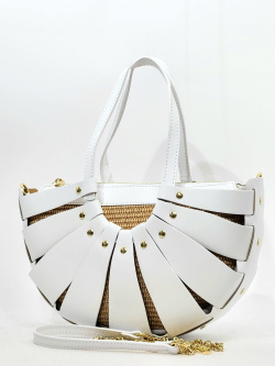 Сумка-седло Steffalini st120 calf/raffia bianco