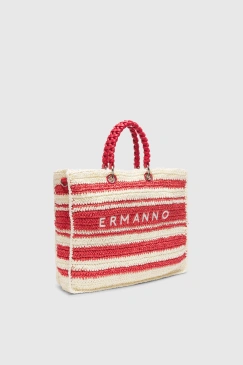 Шоппер Ermanno Scervino Ashley Stripe sce12402098 red
