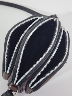 Мини-сумка Di Gregorio gr8829 vitello moka/nero argento